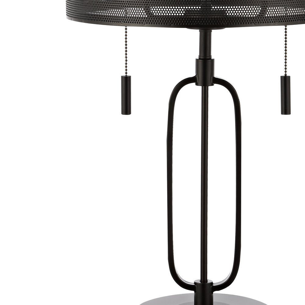 27" Antiqued Bronze Novelty Table Lamp With Drum Shade