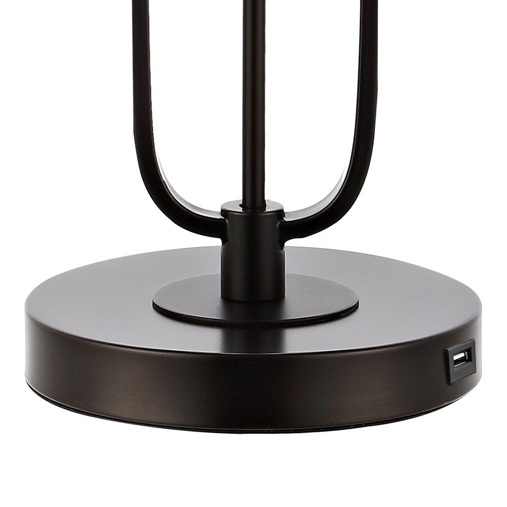 27" Antiqued Bronze Novelty Table Lamp With Drum Shade