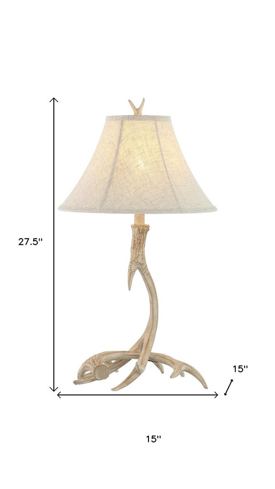 28" Beige Antlers Table Lamp With Bell Shade