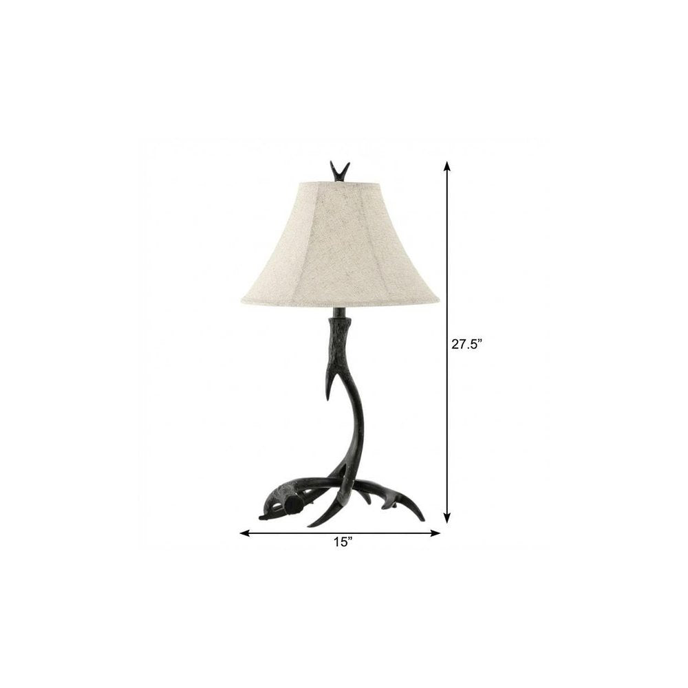 28" Black Antlers Table Lamp With Bell Shade