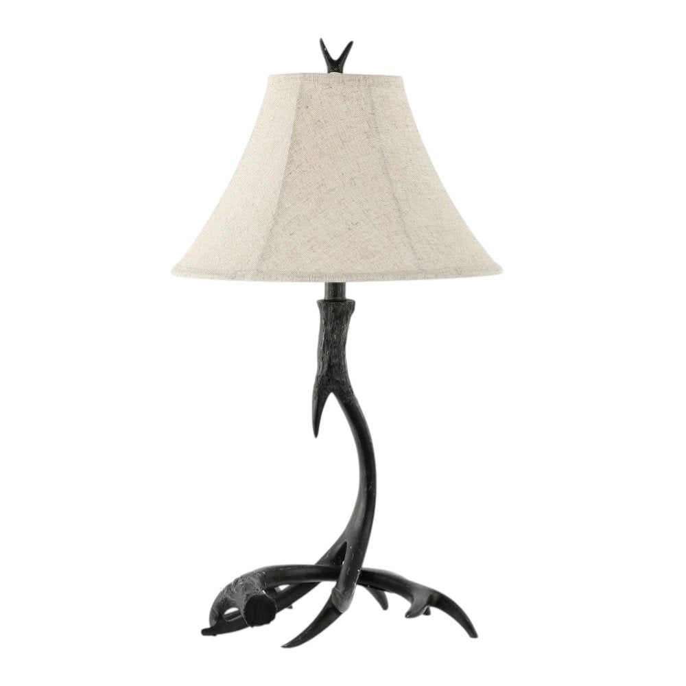 28" Black Antlers Table Lamp With Bell Shade