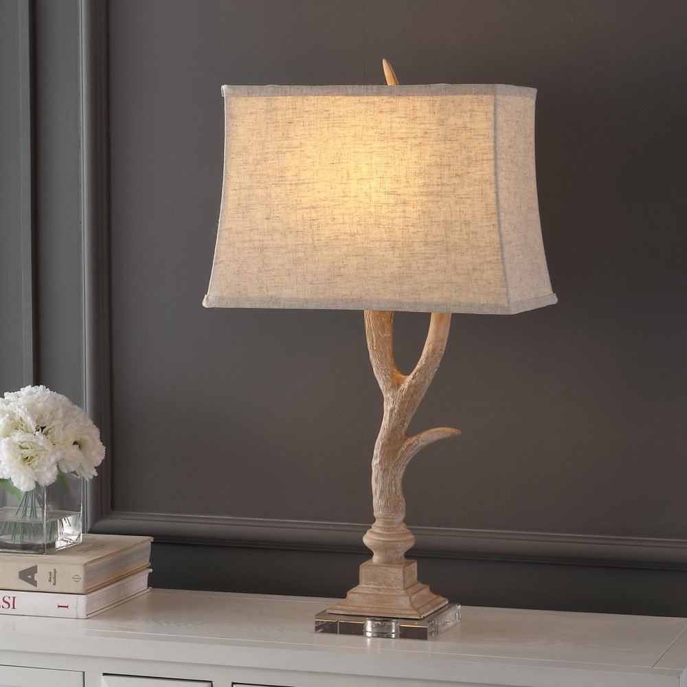 30" Clear Antlers Table Lamp With Shade