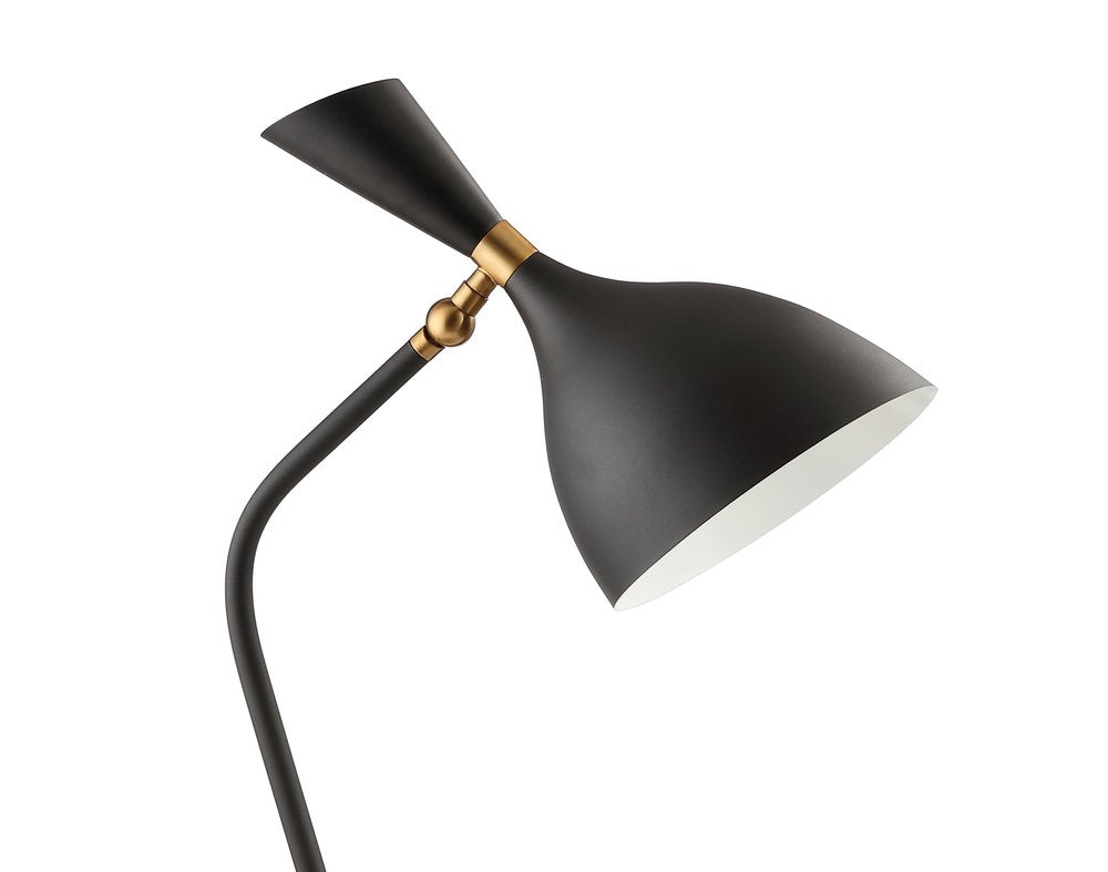 22" Black Table Lamp With Bell Shade
