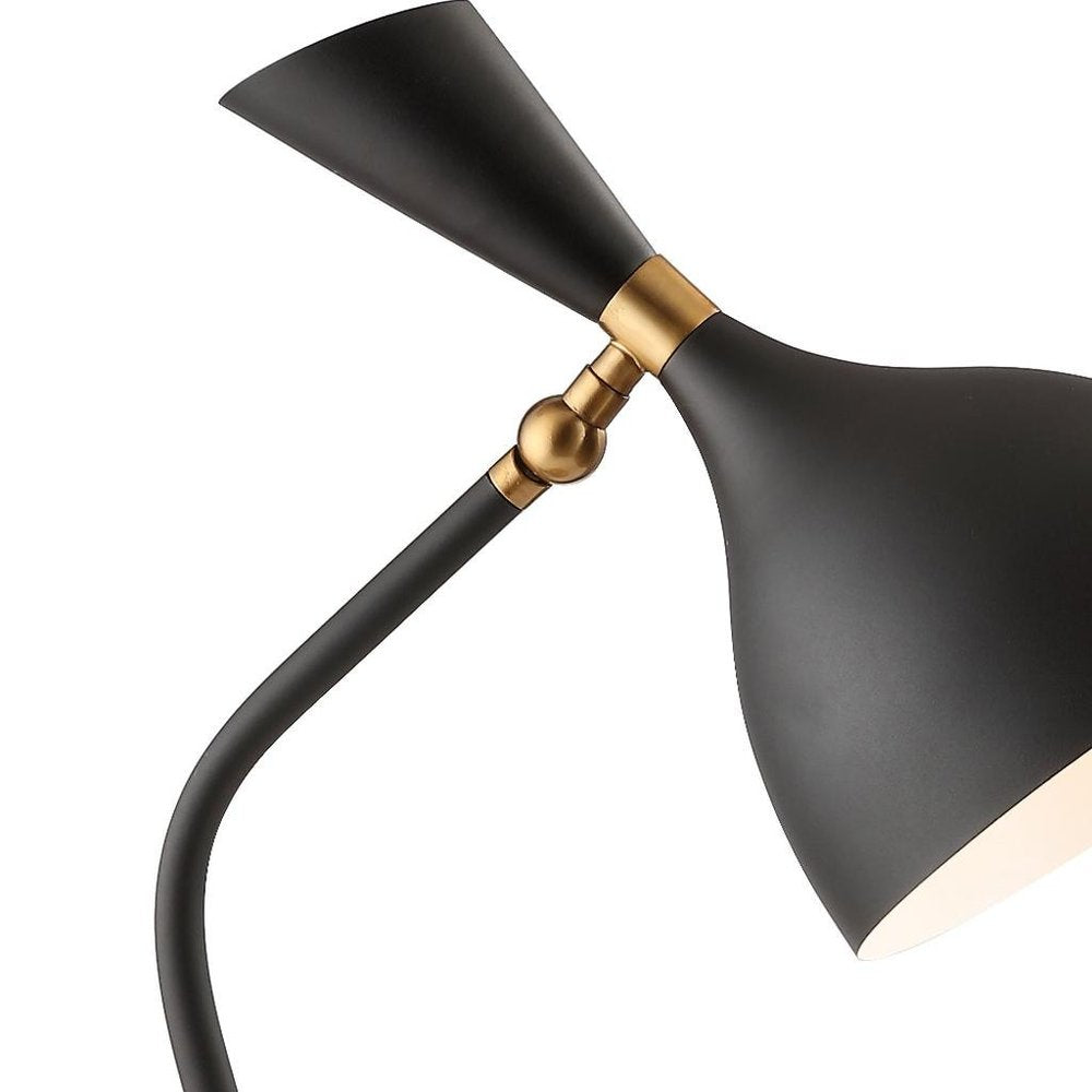 22" Black Table Lamp With Bell Shade