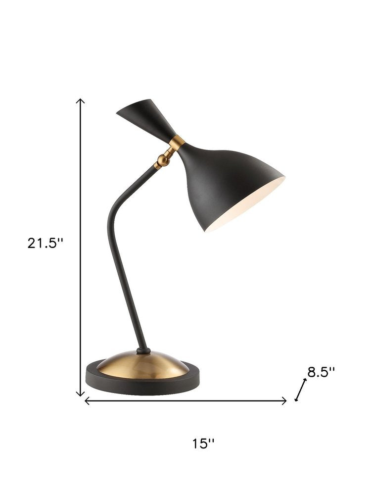 22" Black Table Lamp With Bell Shade