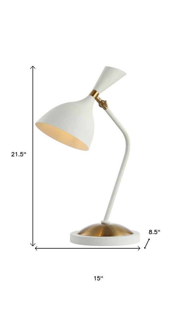 22" White Table Lamp With Bell Shade