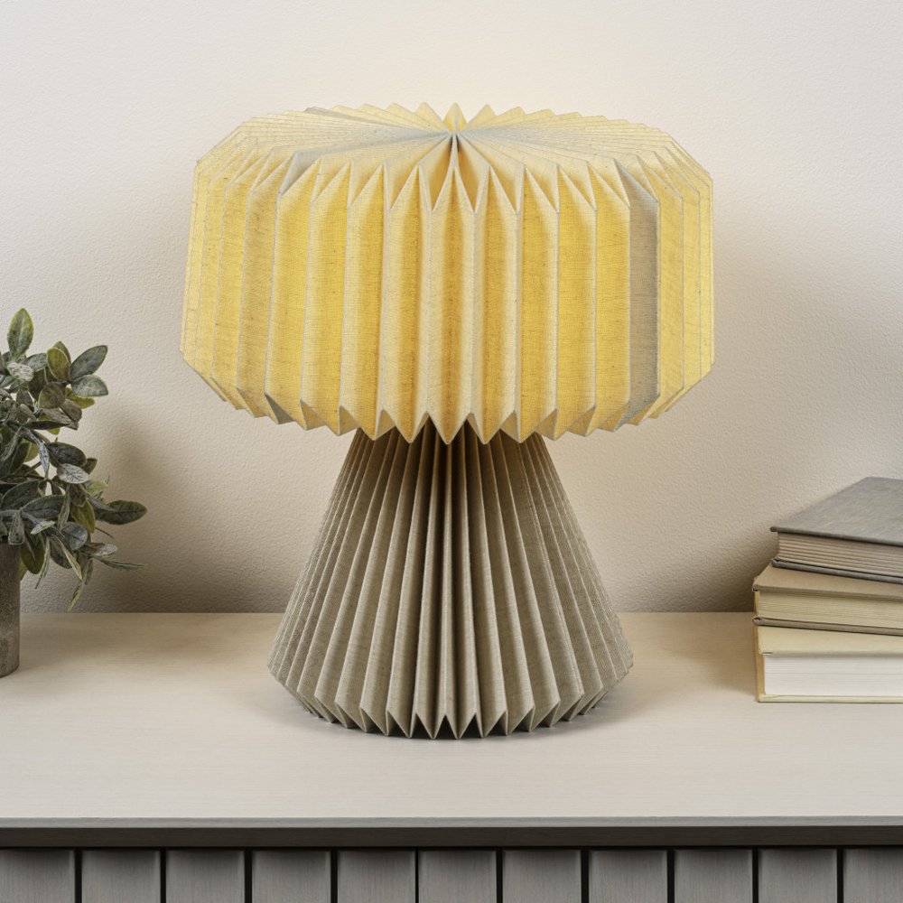 13" Natural Geometric Bedside Lamp With Cylinder Shade