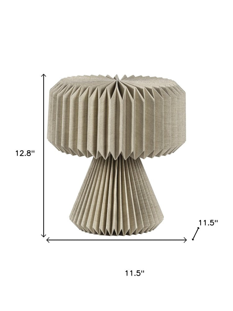 13" Natural Geometric Bedside Lamp With Cylinder Shade