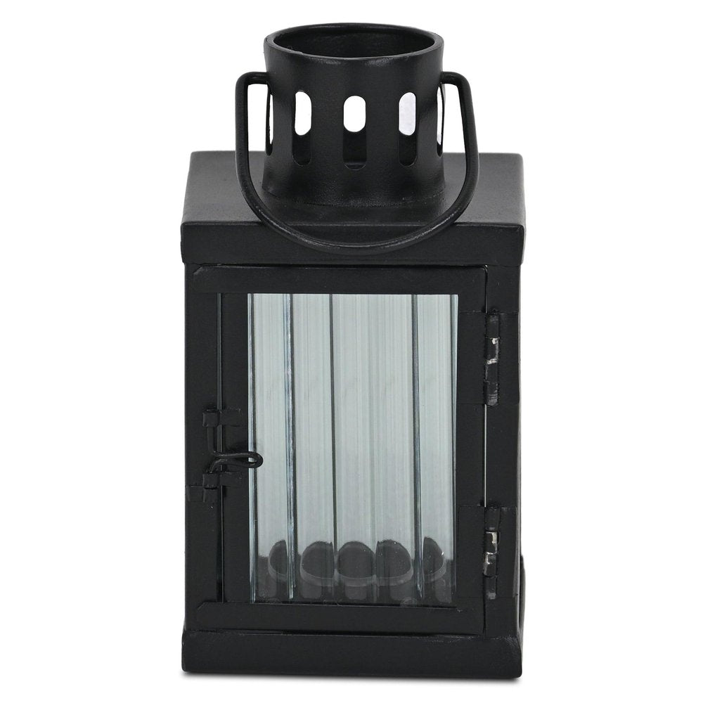 7" Black Metal Tabletop Lantern Candle Holder