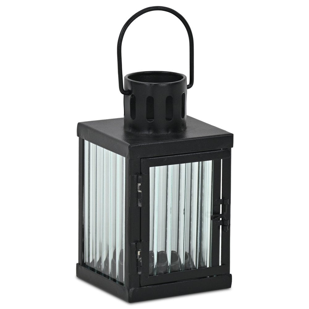 7" Black Metal Tabletop Lantern Candle Holder