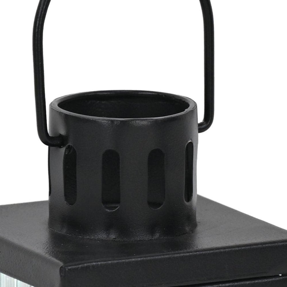 7" Black Metal Tabletop Lantern Candle Holder