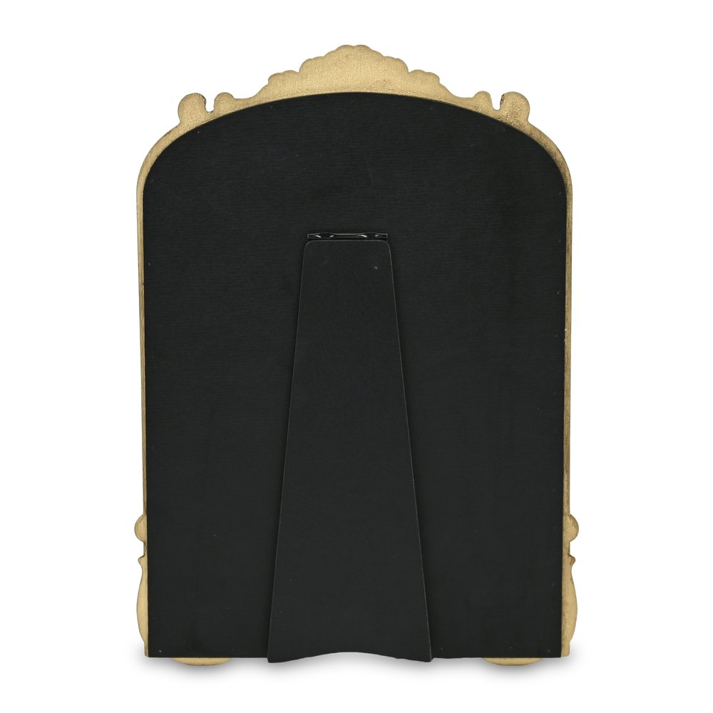 12" Gold Solid Solid Wood Scalloped Framed Makeup Shaving Tabletop Mirror