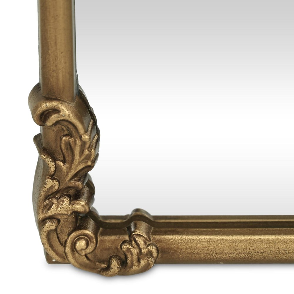 12" Gold Solid Solid Wood Scalloped Framed Makeup Shaving Tabletop Mirror