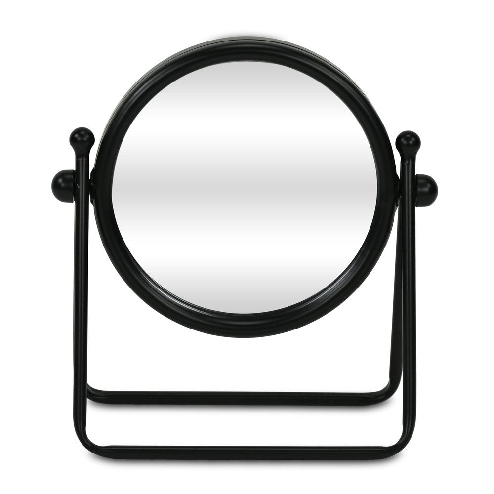 10" Black Metal Round Framed Adjustable Makeup Shaving Tabletop Mirror