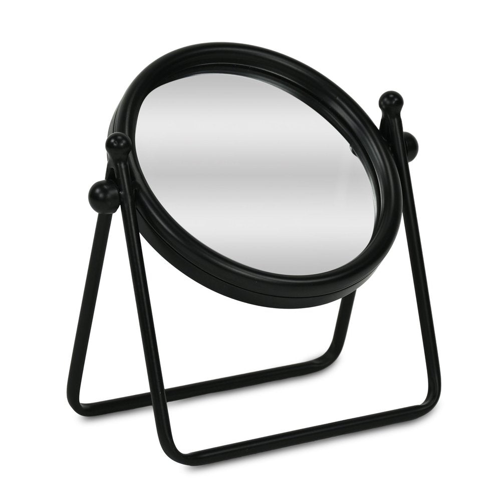 10" Black Metal Round Framed Adjustable Makeup Shaving Tabletop Mirror