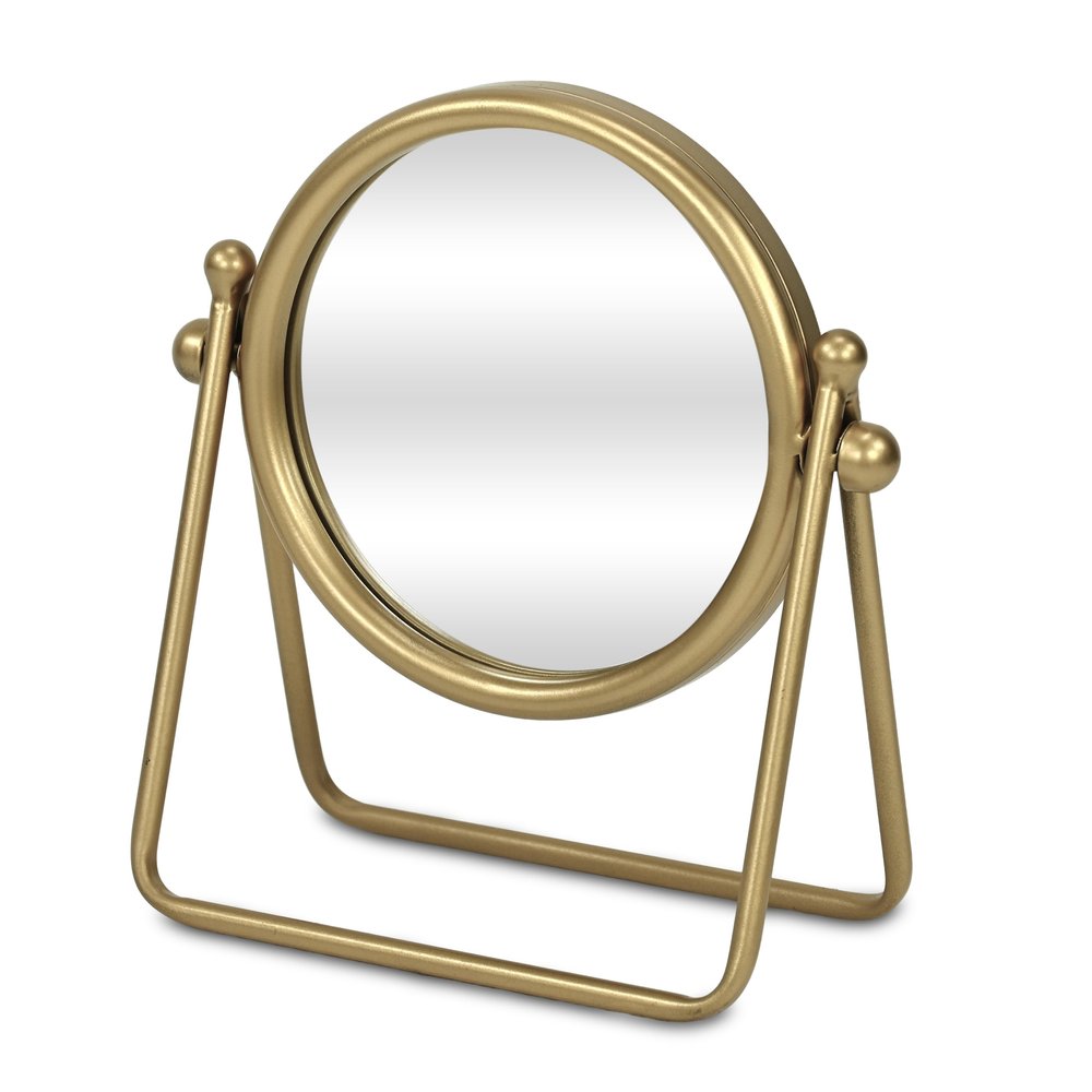 10" Gold Metal Round Tilting Framed Makeup Shaving Tabletop Mirror