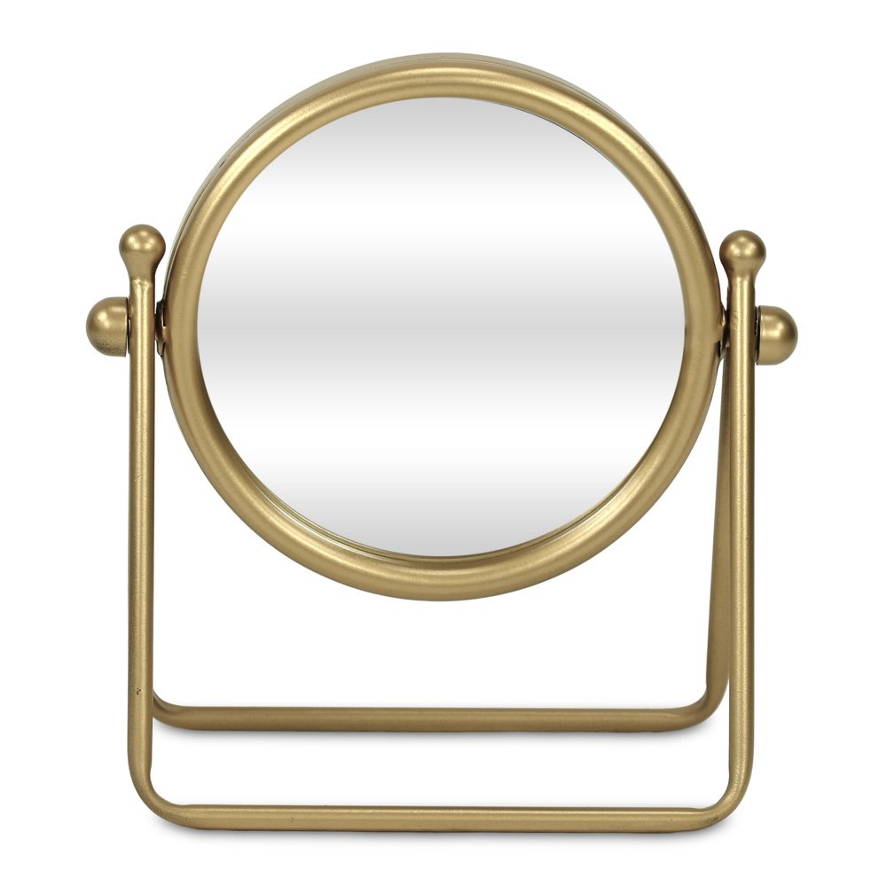 10" Gold Metal Round Tilting Framed Makeup Shaving Tabletop Mirror