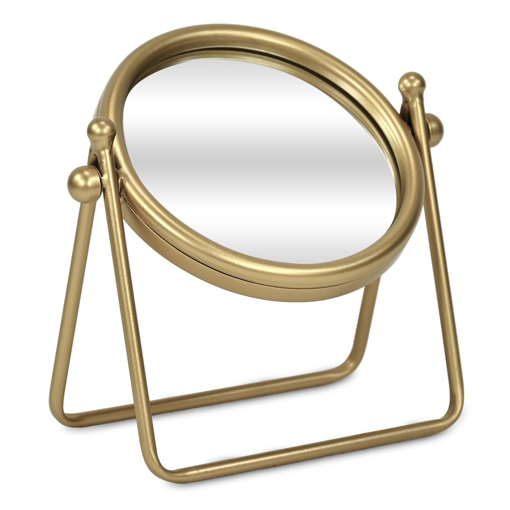 10" Gold Metal Round Tilting Framed Makeup Shaving Tabletop Mirror