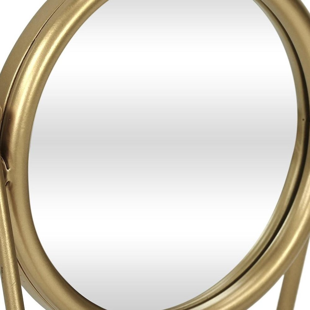 10" Gold Metal Round Tilting Framed Makeup Shaving Tabletop Mirror