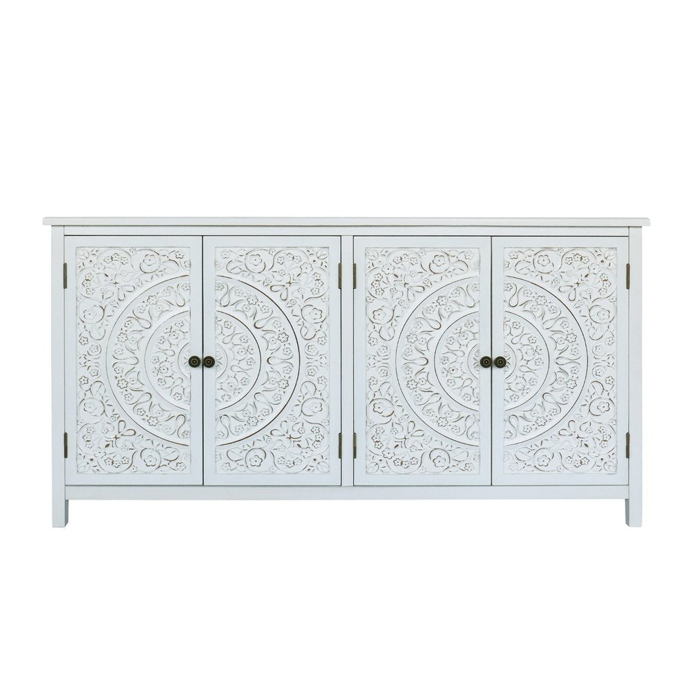 60" White Wood Sideboard With Four Doors