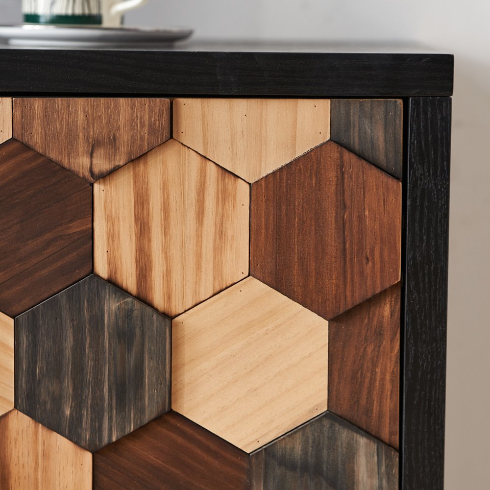 60" Brown Wood Sideboard With Four Doors