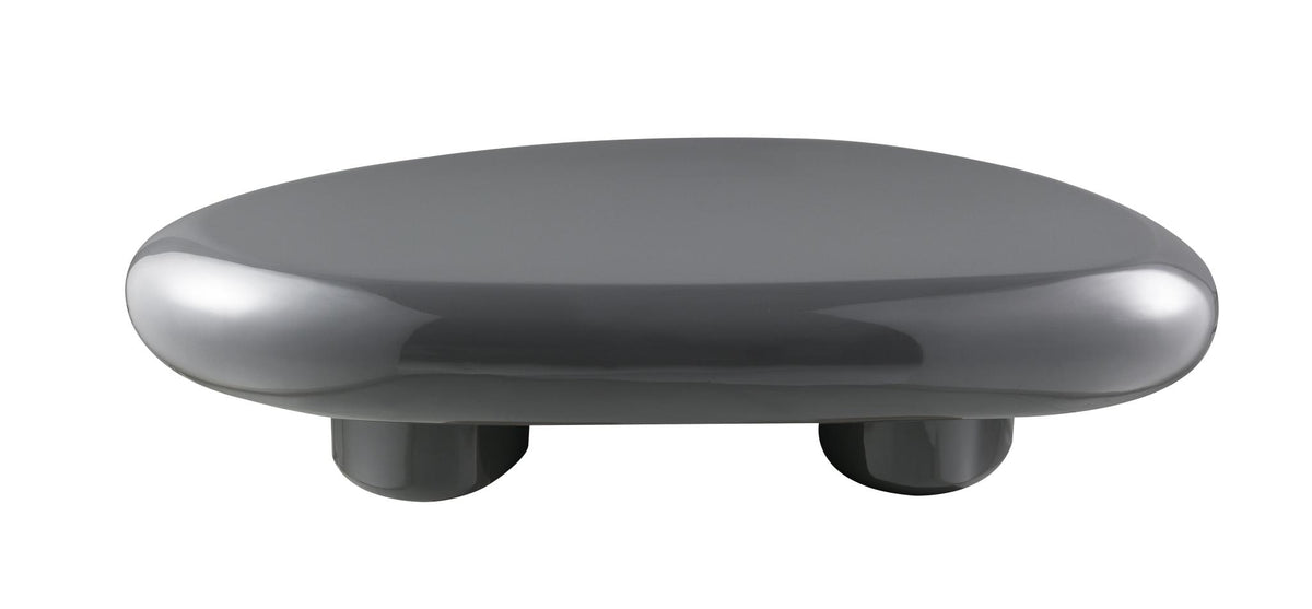 46" Gray Wood and Steel Oval Coffee Table