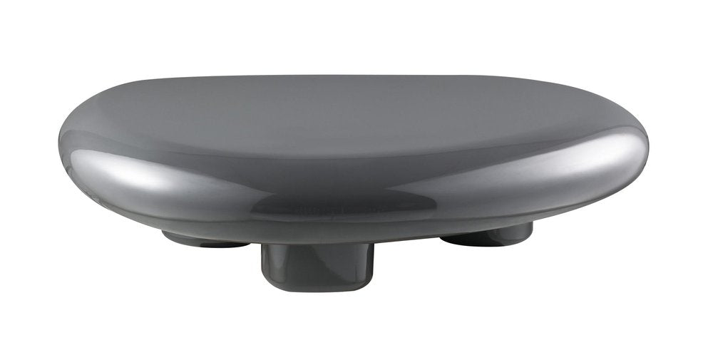 46" Gray Wood and Steel Oval Coffee Table