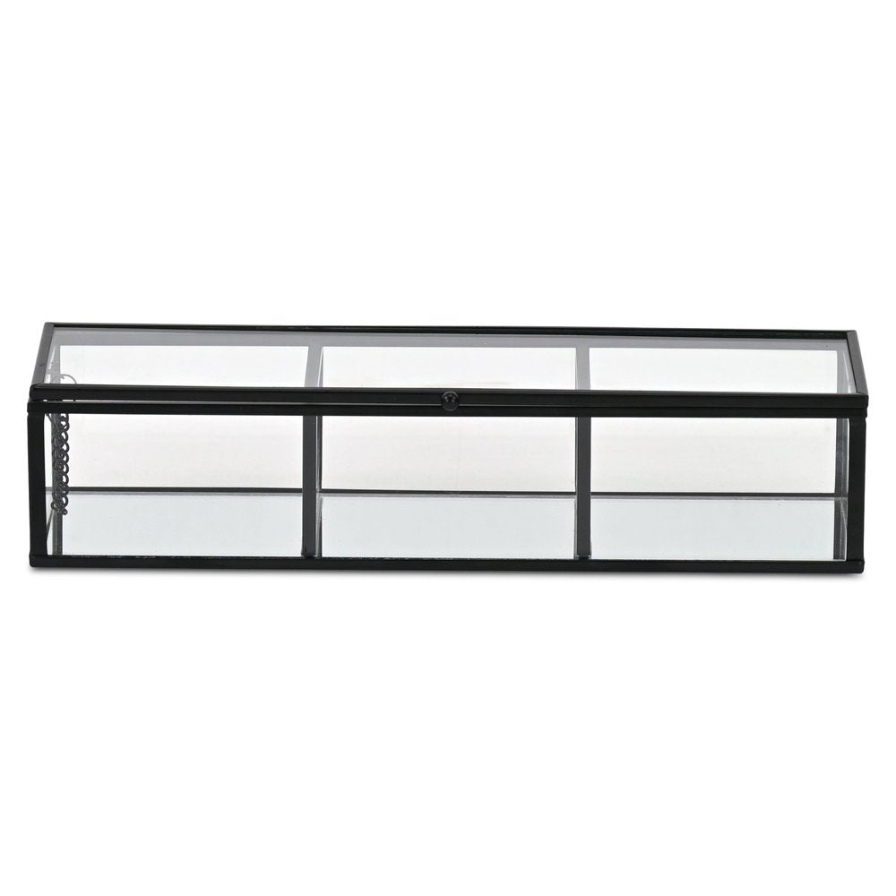 2" Black Glass Hand Painted Decorative Box