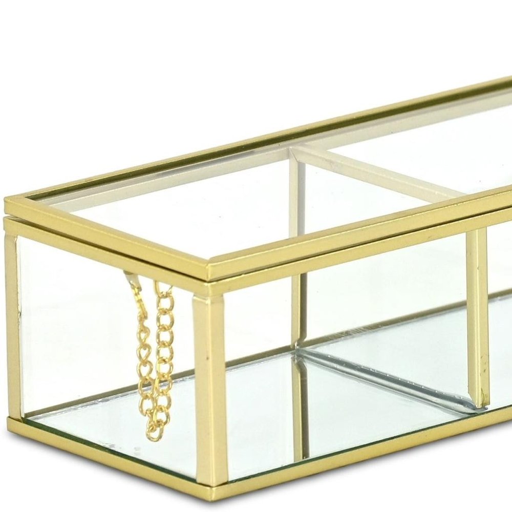2" Gold Glass Hand Painted Decorative Box