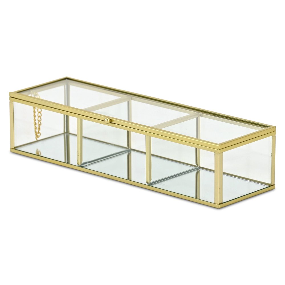 2" Gold Glass Hand Painted Decorative Box