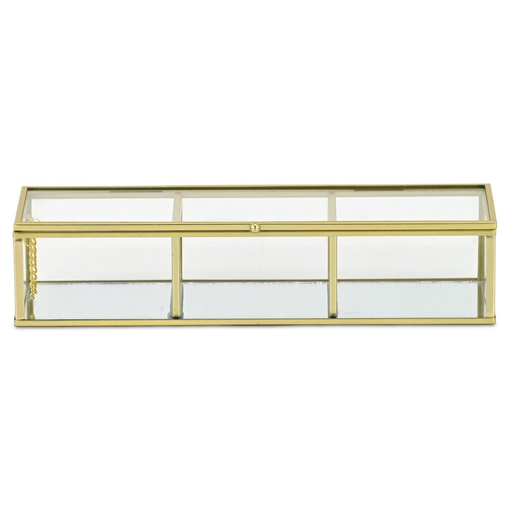 2" Gold Glass Hand Painted Decorative Box