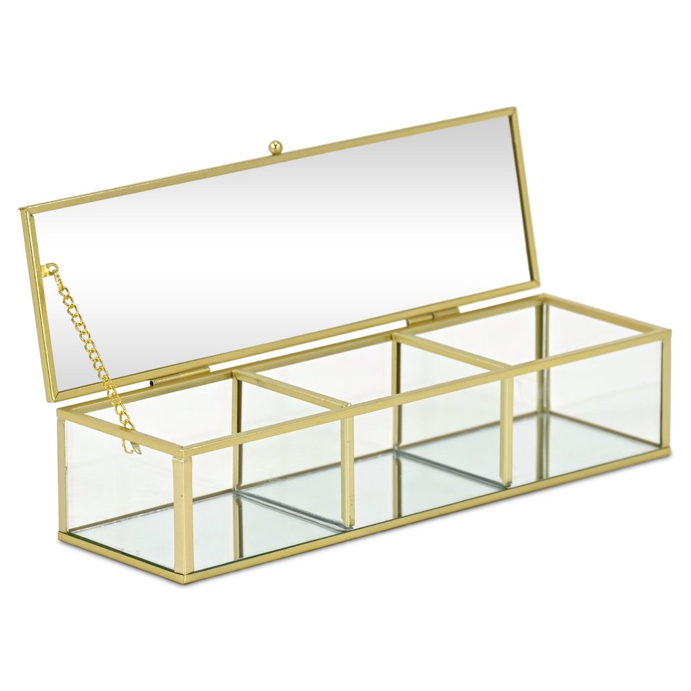 2" Gold Glass Hand Painted Decorative Box