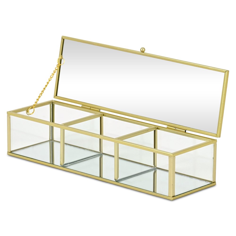2" Gold Glass Hand Painted Decorative Box