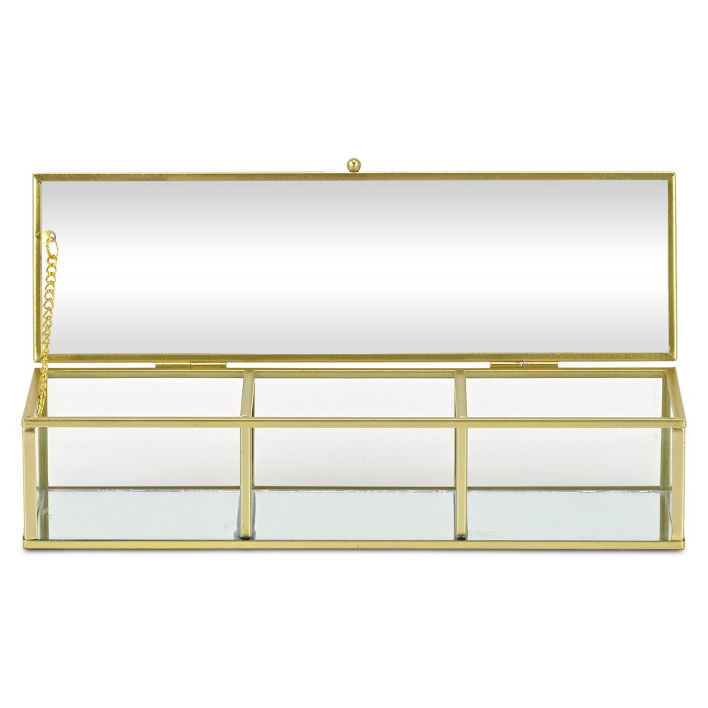 2" Gold Glass Hand Painted Decorative Box