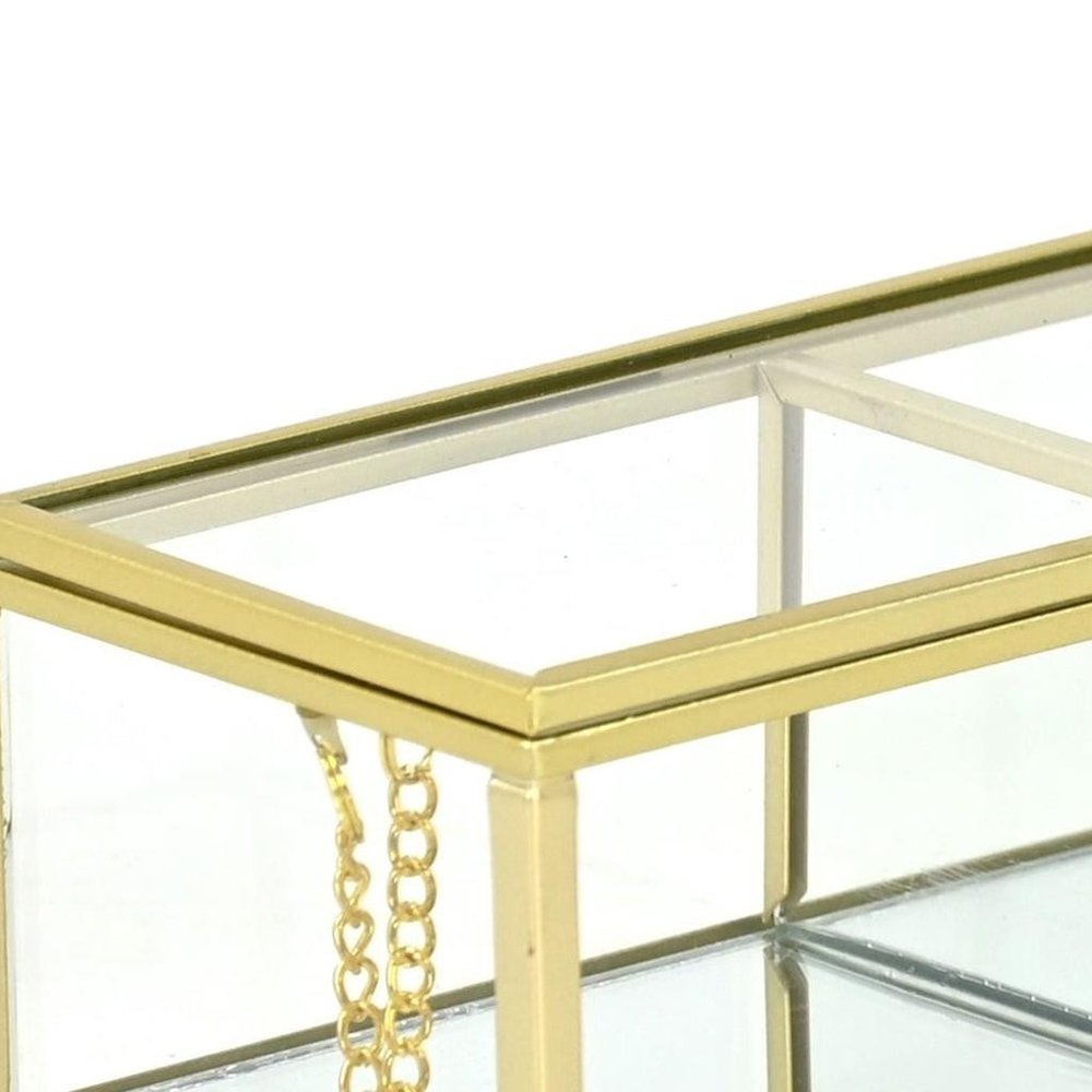 2" Gold Glass Hand Painted Decorative Box