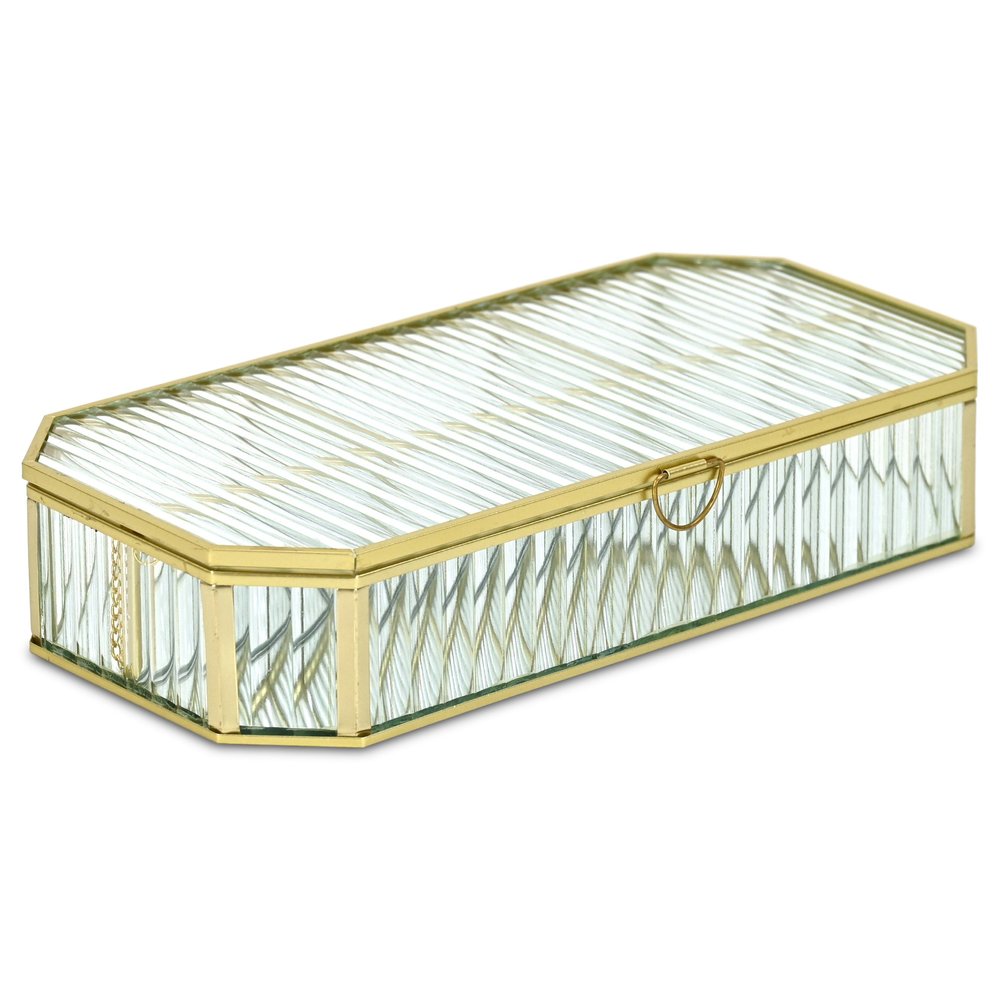 2" Gold Glass Hand Painted Decorative Box