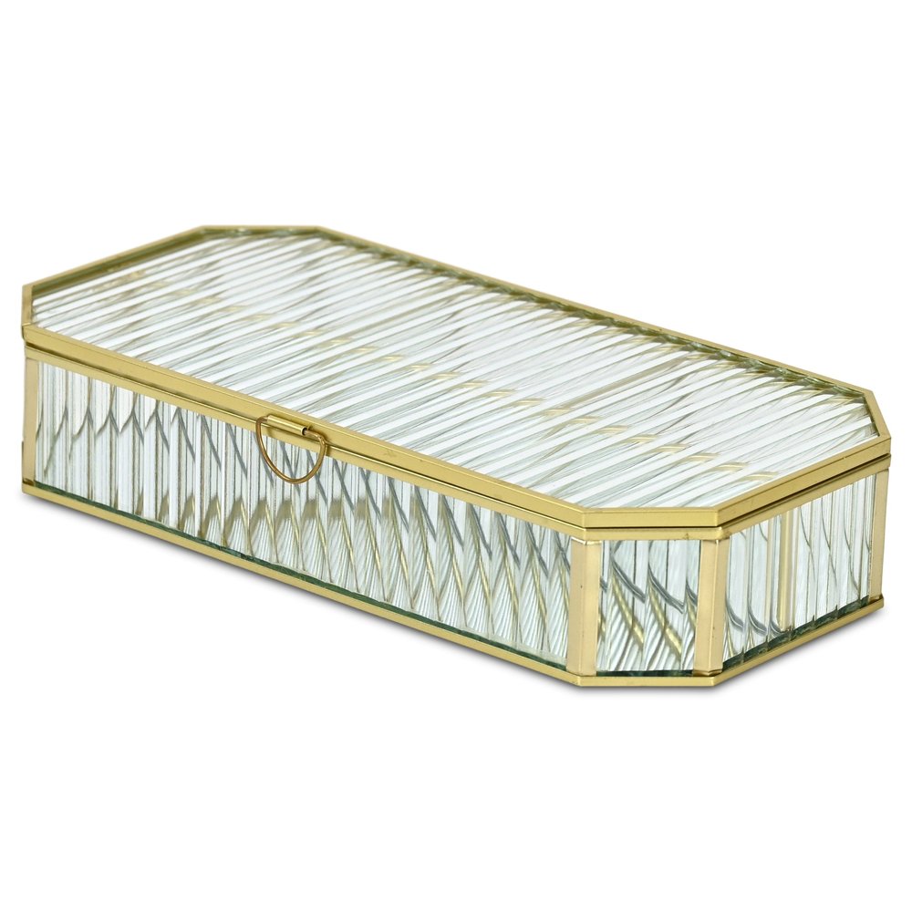 2" Gold Glass Hand Painted Decorative Box