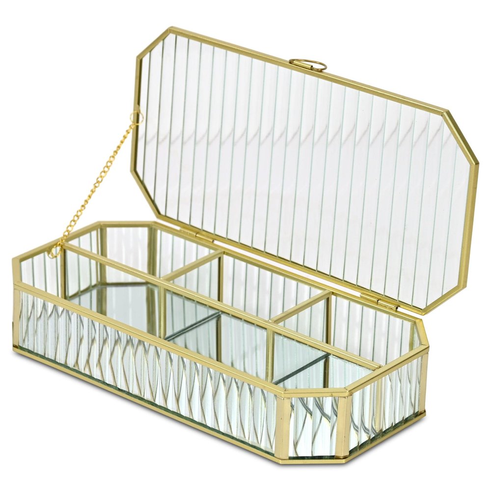 2" Gold Glass Hand Painted Decorative Box
