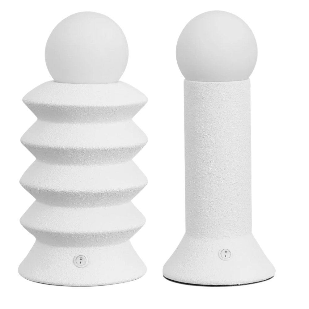 Set of Two 13" Clear Geometric Table Lamps With Globe Shades