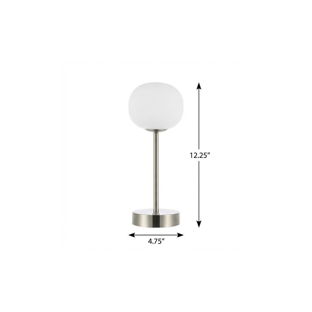 12" Nickel Novelty USB Table Lamp With Globe Shade