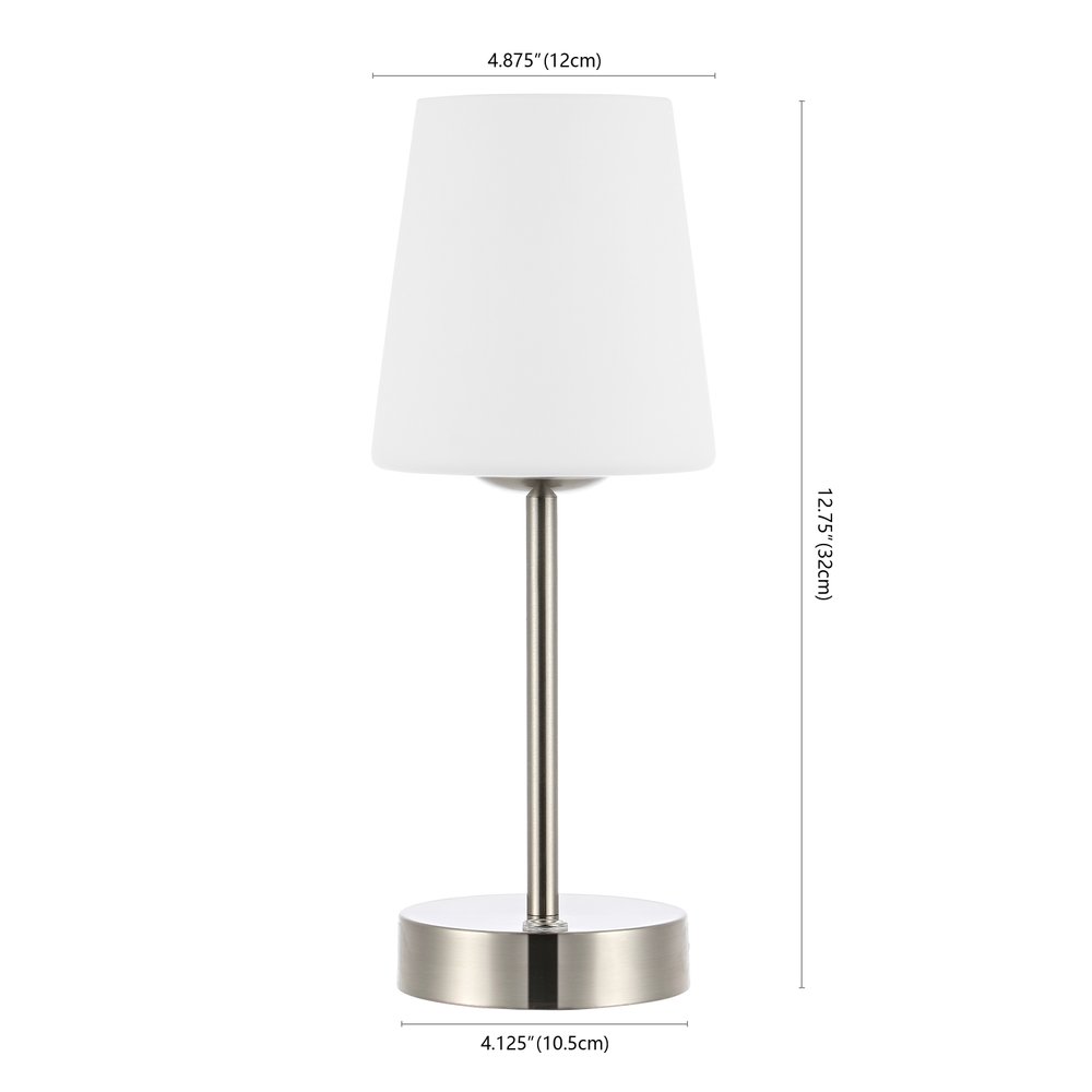 13" Nickel USB Table Lamp With Empire Shade
