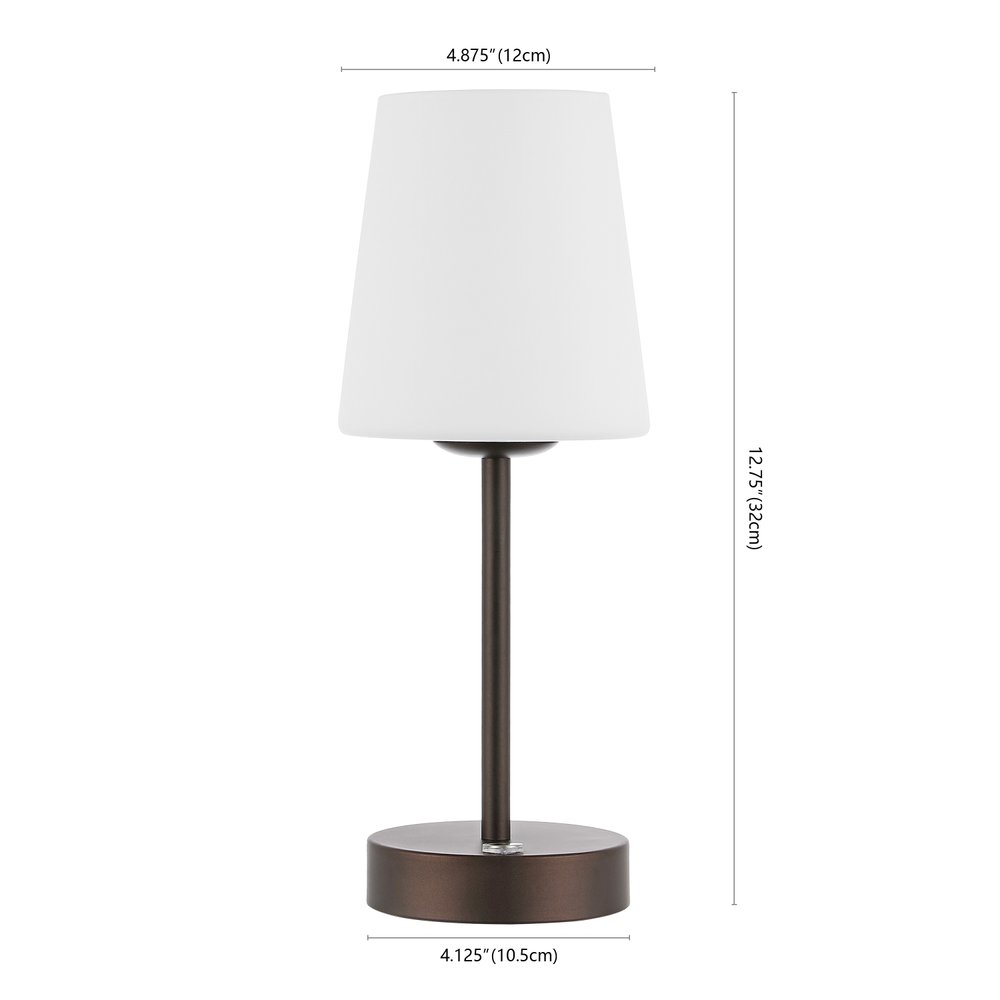 13" Antiqued Bronze USB Table Lamp With Empire Shade