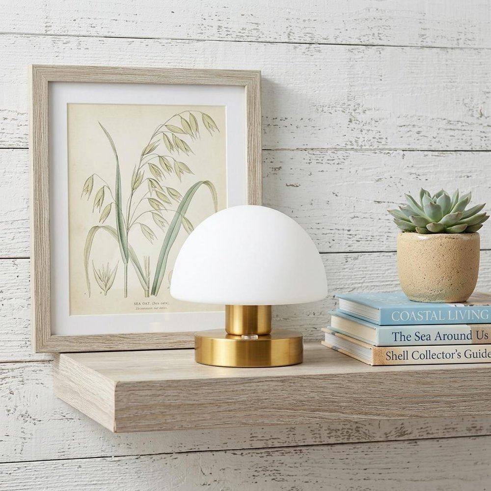 6" Gold Novelty USB Table Lamp With Dome Shade