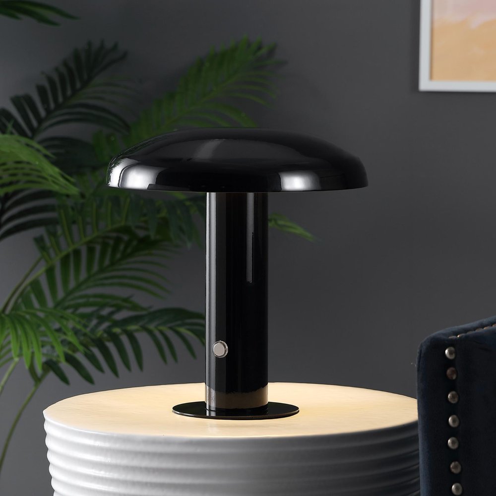 11" Black Novelty USB Table Lamp With Globe Shade