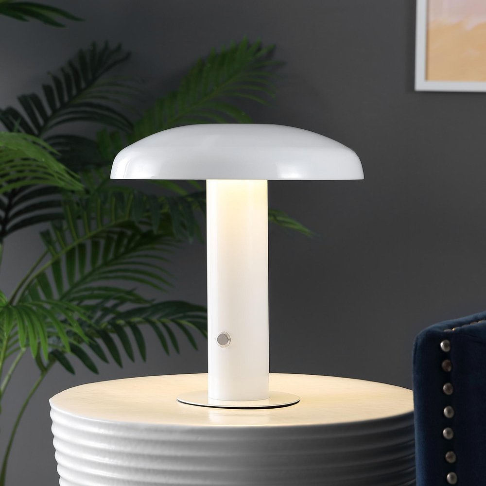 11" White Novelty USB Table Lamp With Globe Shade