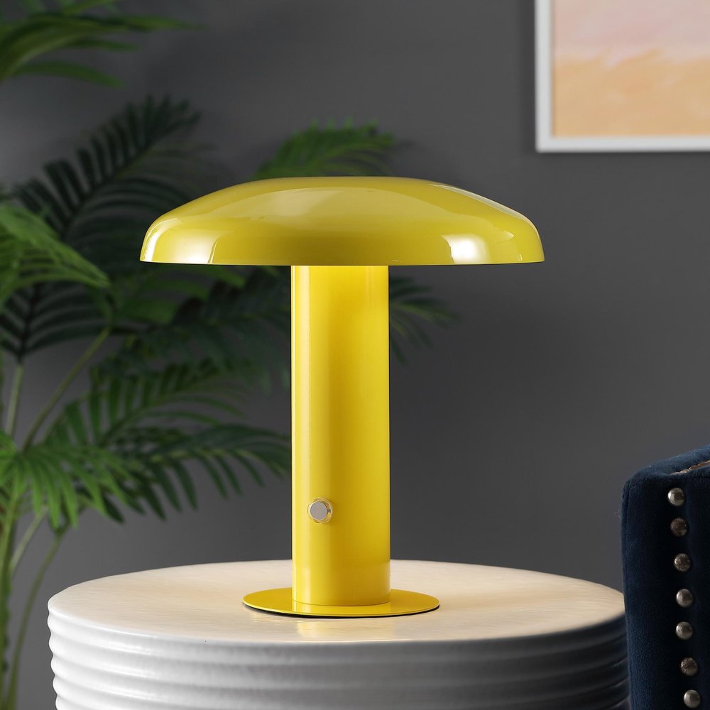 11" Yellow Novelty USB Table Lamp With Globe Shade