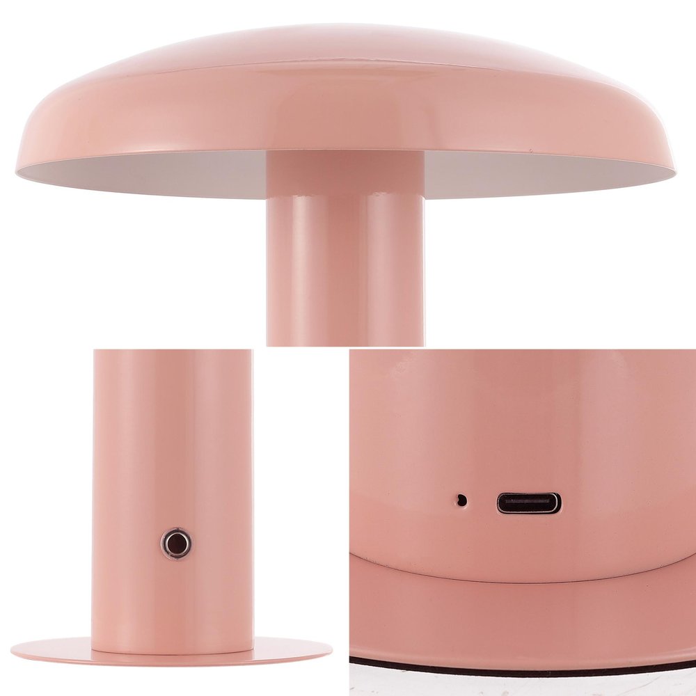 11" Pink Round USB Table Lamp With Globe Shade