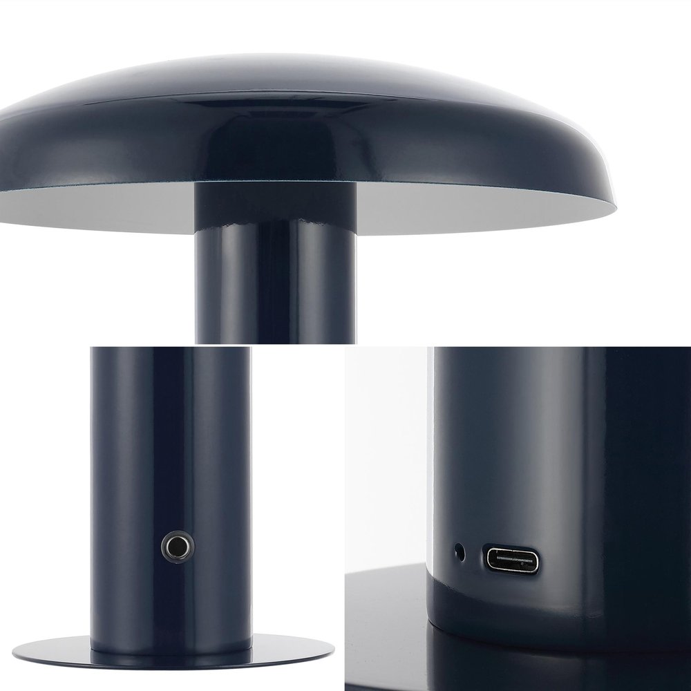 11" Blue Round USB Desk Lamp With Globe Shade