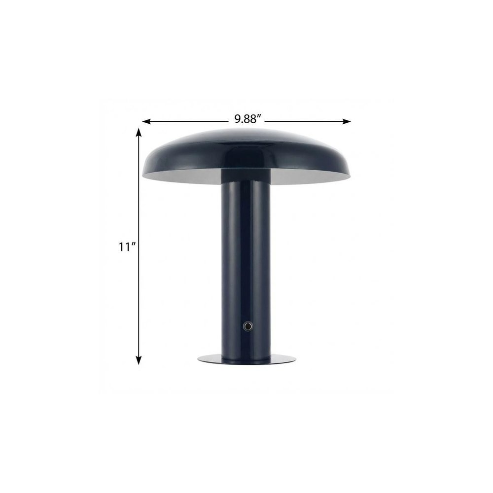 11" Blue Round USB Desk Lamp With Globe Shade