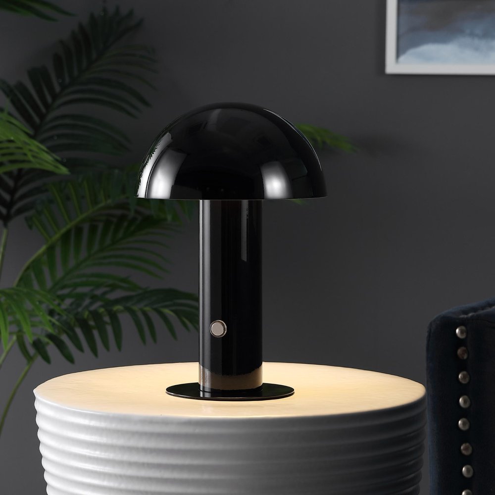 11" Black Novelty USB Table Lamp With Globe Shade